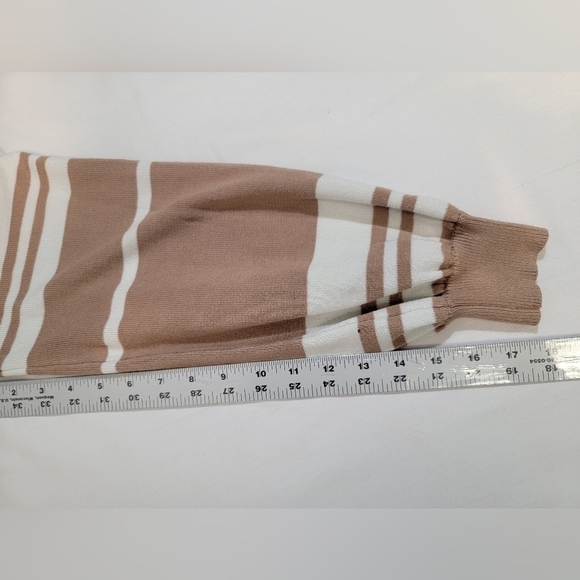 ZESICA Women's Size Medium Long Sleeve Crewneck Stripe Crop Sweater - Picture 4 of 10